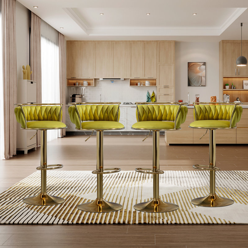 Tabouret de bar Christal, Olive terne, Or