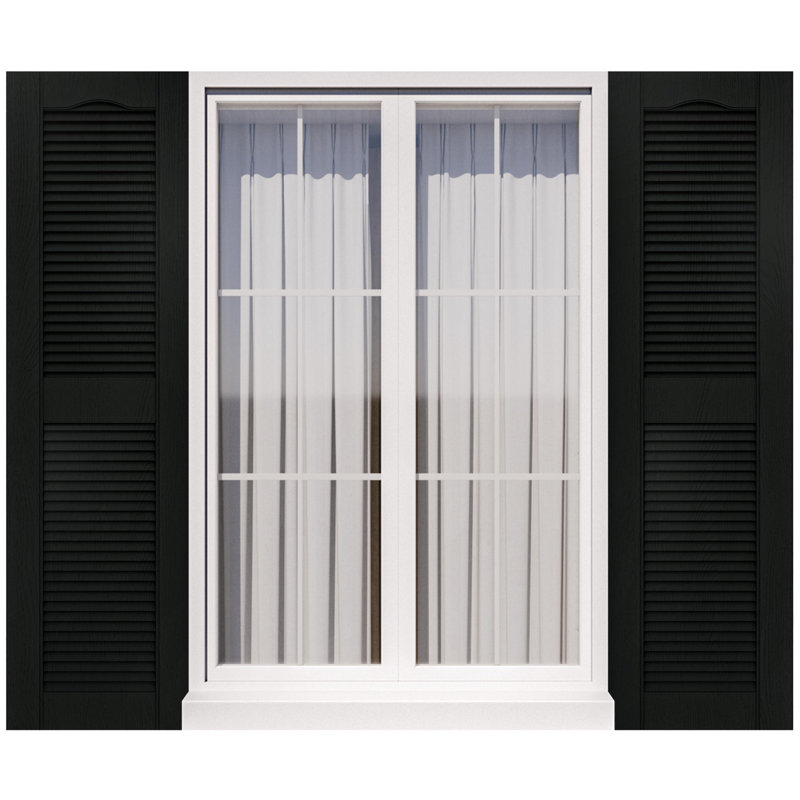 Volets en polypropylène résistants aux intempéries de 14,5 po de largeur et faciles à installer (ensemble de 2), Noir, 47"