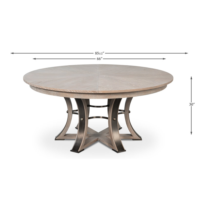 Tower Round Solid Oak Dining Table, Moonskin/Hammered
