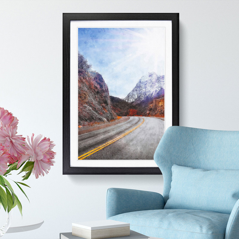 Through the Mountains in Argentina 1 Piece Single Picture Frame Painting on MDF, 33cm H x 24cm W x 2cm D, Black Framed