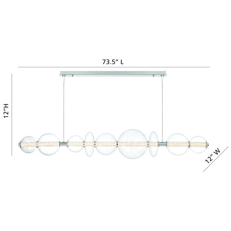 Lustre Atomo LED, Chrome poli, Transparent