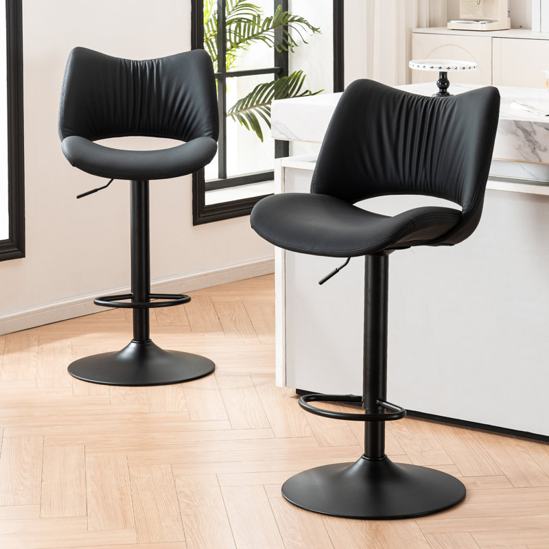 Swivel Faux Leather Upholstered Barstools Adjutable Height Counter Stool with Metal Frame, Tan