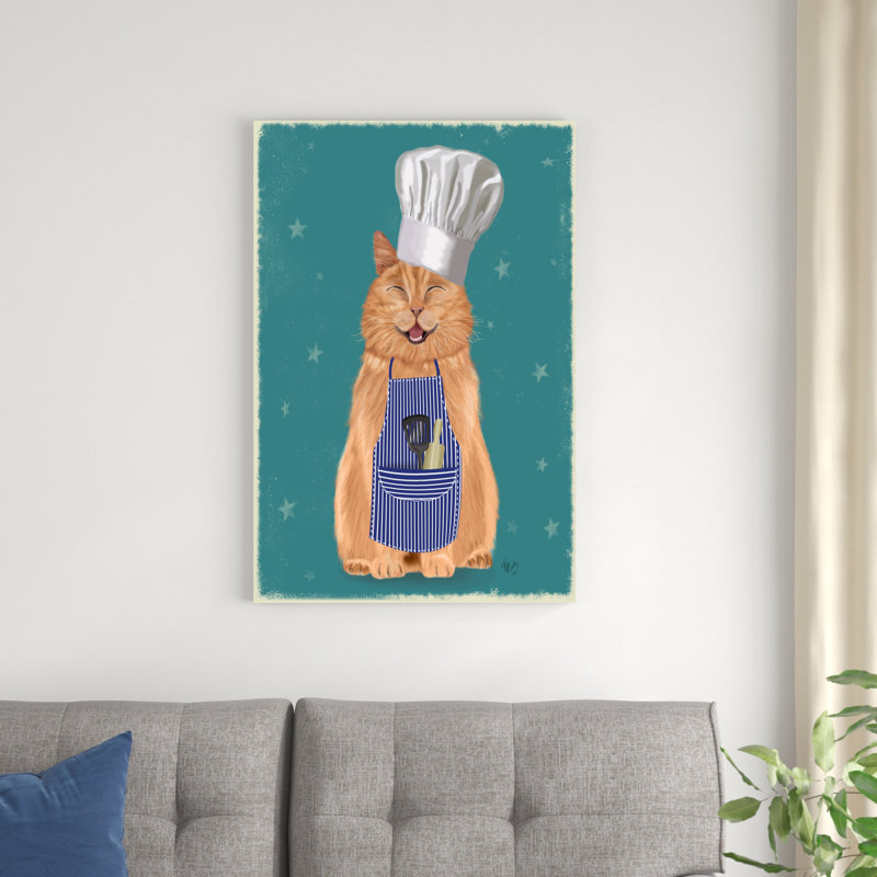 " Ginger Cat Happy Chef " by Fab Funky, 36" H x 24" W x 1.25" D
