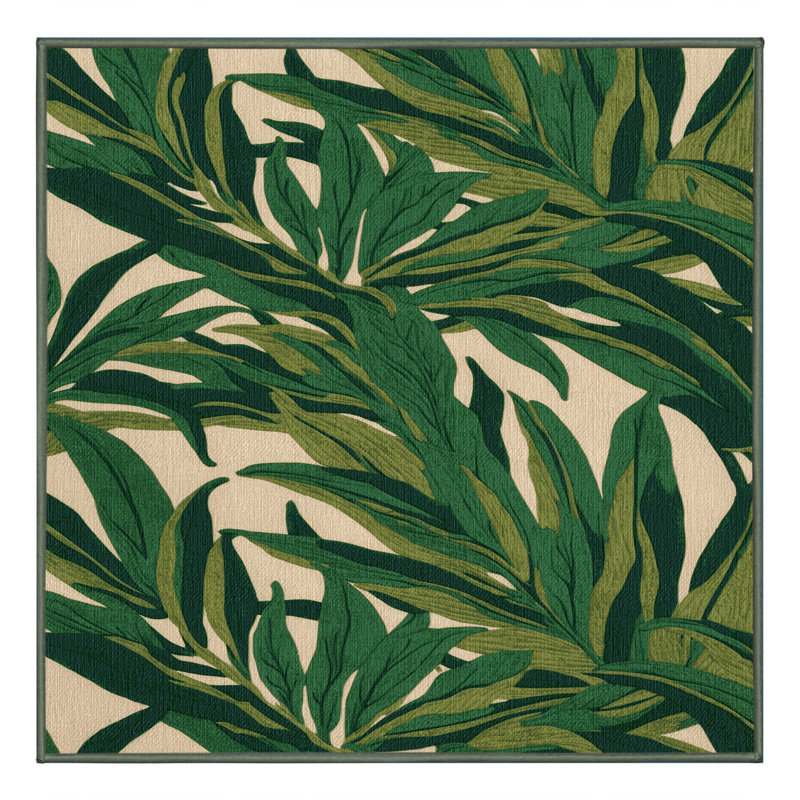  Tapis hawaïen lavable à feuilles de pain à pain, Carré 3 pi