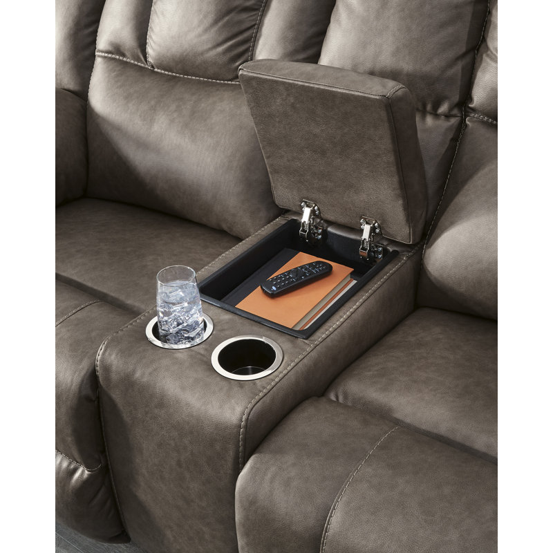 Causeuse inclinable avec console Emerald Peak, 2, 44" H x 82" W x 41" D