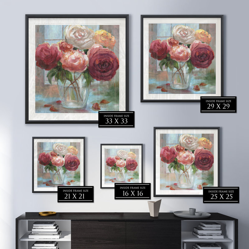« rose society », reproduction encadrée, H 30,5 po x l 30,5 po x P 1,5 po