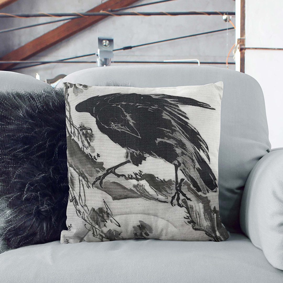 Crow and the Moon by Kawanabe Kyosai Cushion with Filling