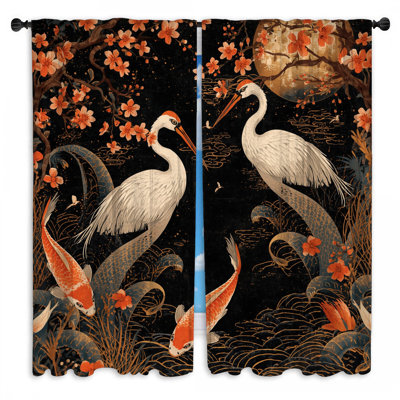 Rideaux obscurcissant Cranes And Koi Fish