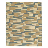 Zigzaggery Wool Geometric Area Rug in Beige/Blue