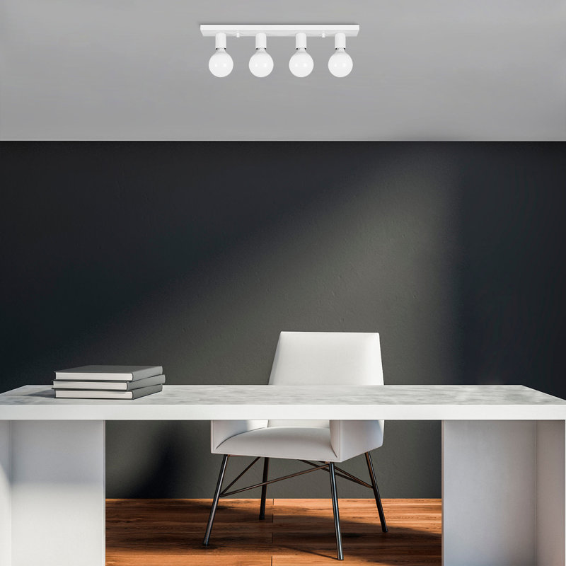 Scandinavian Style Chandelier, 4-Light Metal Body, White Finish, 23.6 x 3.9 x 3.9 Inches | Base Plate 23.6 x 3.9 Inches | Max 160W E27 Sockets | Elegant Lighting for Modern Home Decor & Dining Spaces