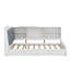 Lit plateforme simple en bois avec tête de lit, tablettes et tiroirs de rangement-1132938174