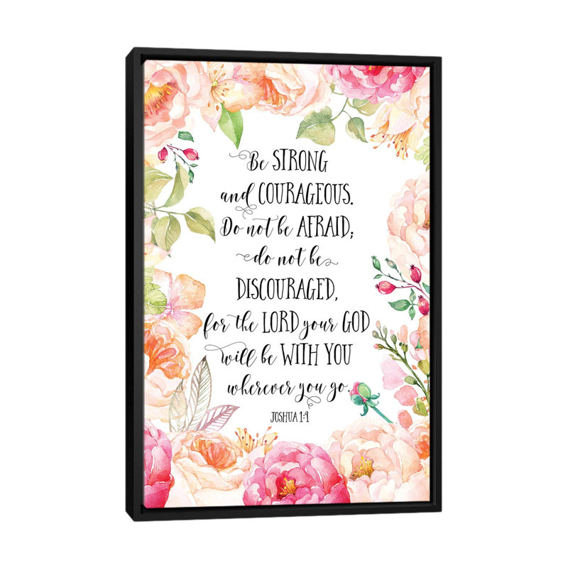 Joshua 1: 9 par Eden Printables - impression d'art textuel, H 26 po x l 18 po x P 1,5 po, Toile avec cadre noir, Pas de tapis