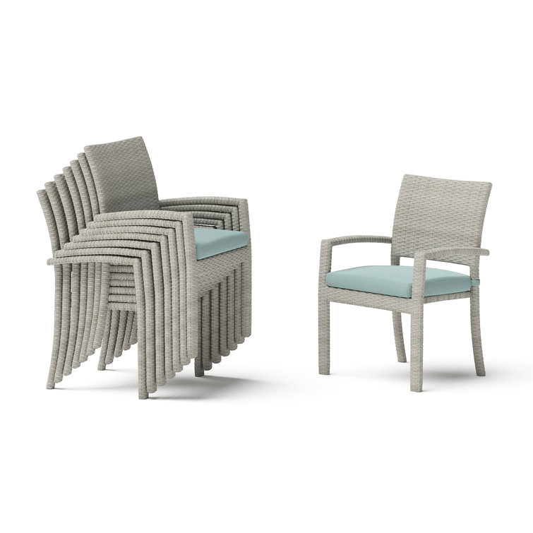 Ehrenfried Powder Coated Aluminum Outdoor Stacking Dining Armchair with Cushion