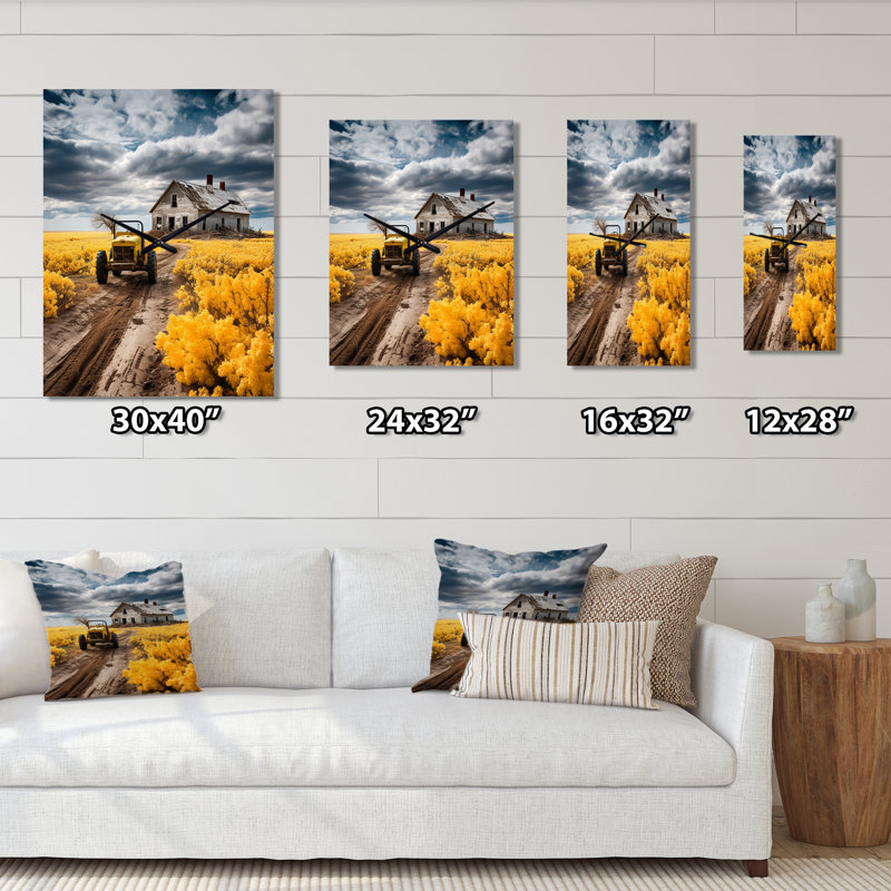 Farmhouse Tractor Countryside Haven I - Horloges murales très grandes Farm, H 32 po x l 16 po x P 1 po