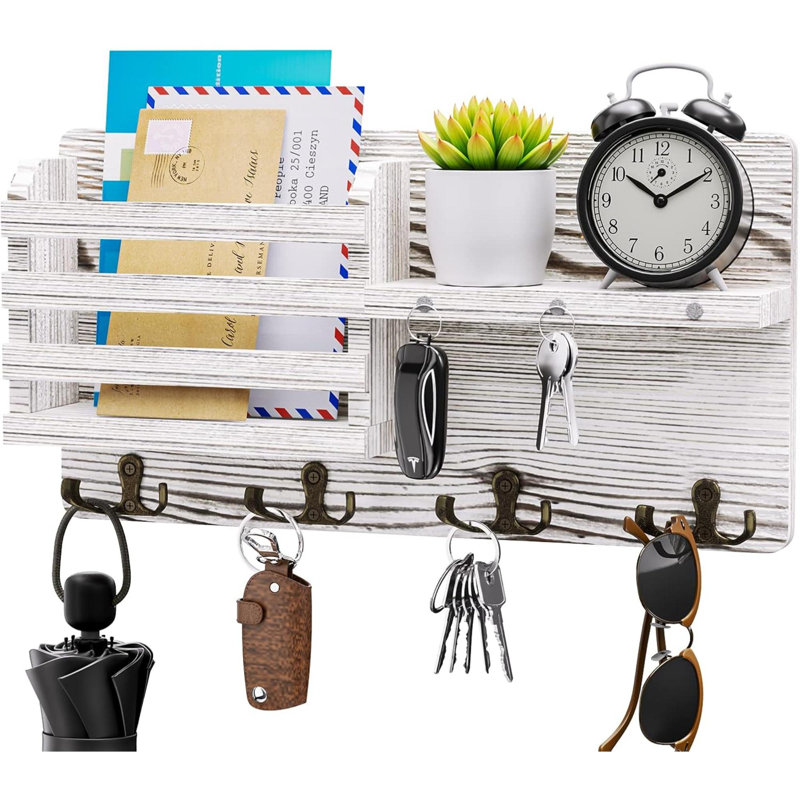 Wood Wall Organizer with Mail Storage