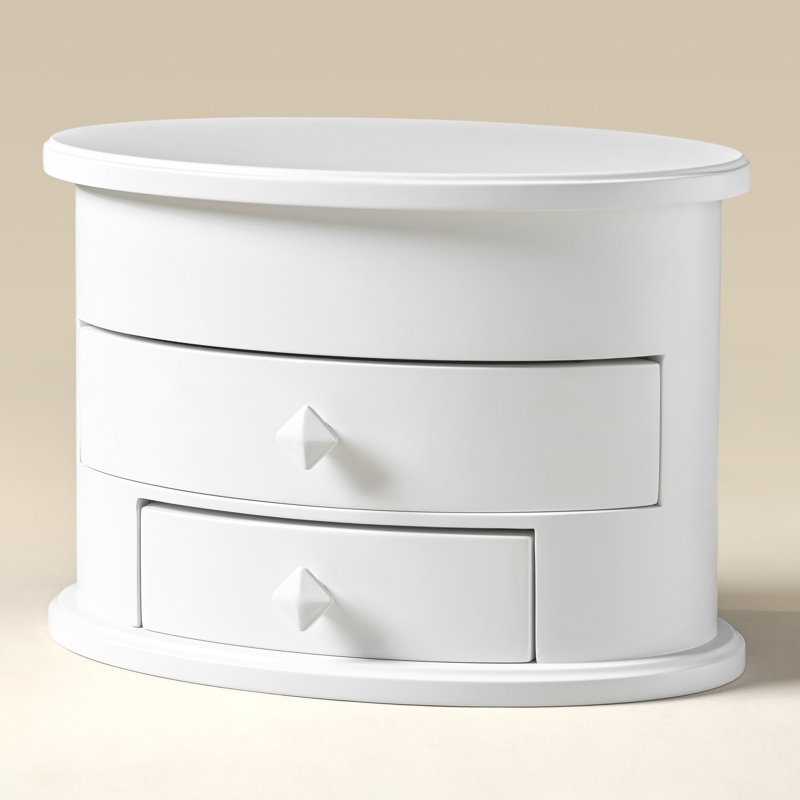 Boîte à bijoux de forme ovale, Blanc