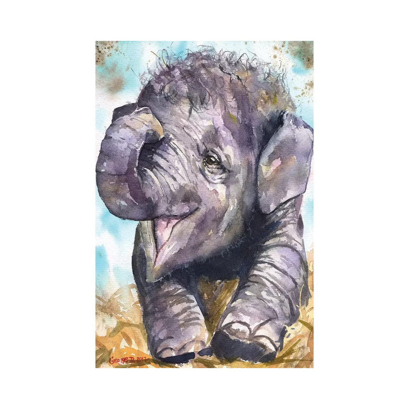 Happy Elephant by George Dyachenko - Wrapped Canvas Print, 66.04 cm H x 45.72 cm W x 1.91 cm D