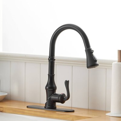 Pull Down Kitchen Faucet Single Handle Modern Kitchen Sink Faucets With Sprayer Brass Single Hole Mixer Taps With Valve And Deck Plate -  AWZTOO, AZ-CH-0069