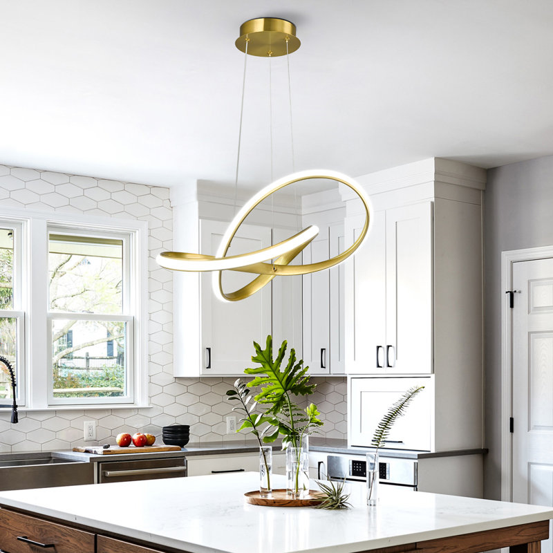 Luminaire suspendu moderne en forme de lustre à DEL doré