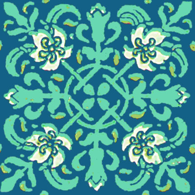 Graphic Blue Tiles 12 - Impression sur toile tendue