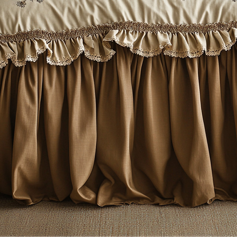 Delicate Embroidered Floral Bed Skirt