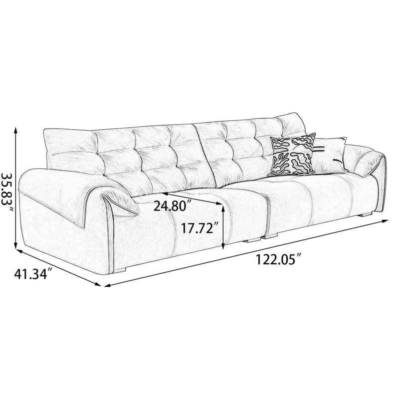 Canapé modulaire en polyester clair kaki clair, H 35,83 po x l 122,05 po x P 41,34 po, Kaki pâle