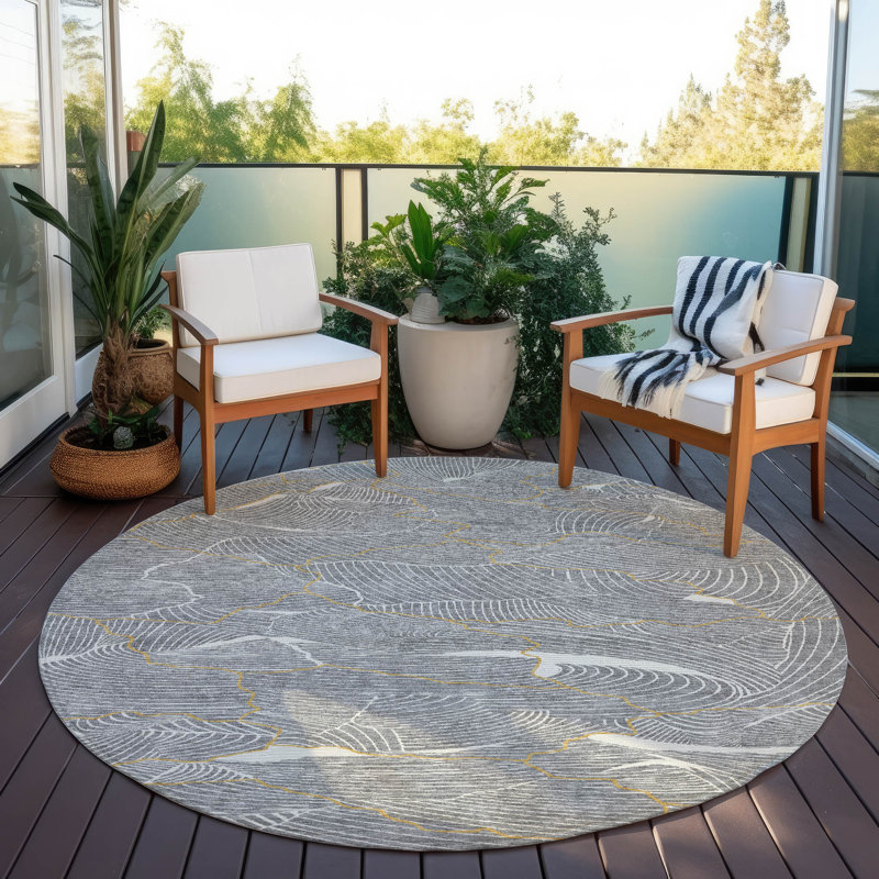  Machine Washable Indoor/Outdoor Chayden ACN1048 Rug, Round 8'