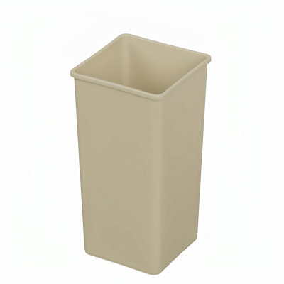 50 Gallon Beige Square Plastic Trash Can with Reinforced Rim