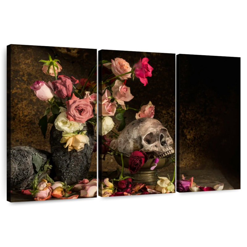 Crâne floral élégant, H 20 po x l 33 po