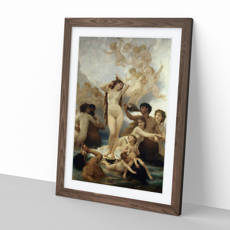 The Birth of Venus by William Adolphe Bouguereau - Picture Frame Painting, Walnut Framed, 65cm H x 48cm W x 2cm D