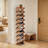 Bamboo Shoe Rack, Foldable Storage Rack, Narrow Standing Shoe Organizer