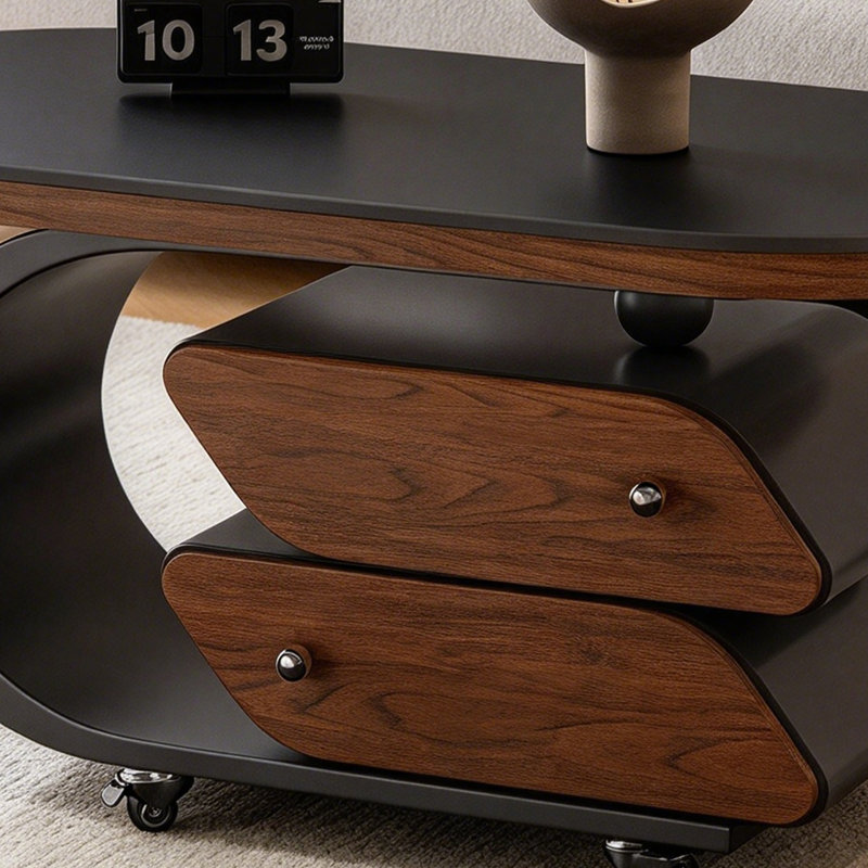 Godeus Slate Top Coffee Table, 19.68" H x 35.43" W x 17.71" D, Black, Flat