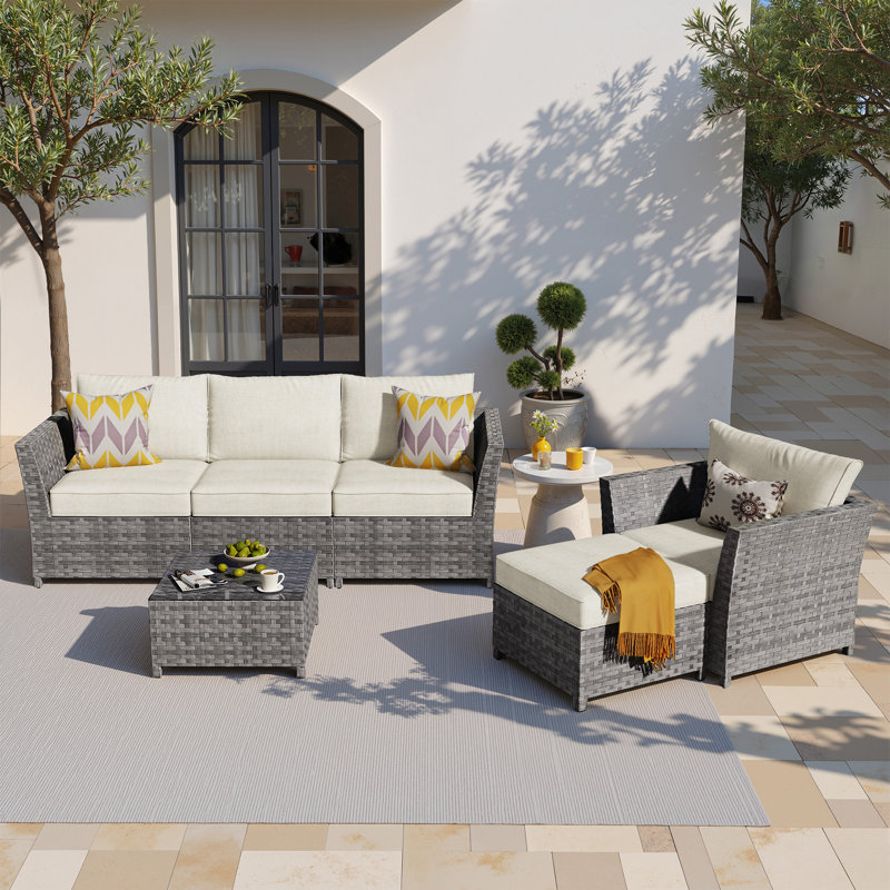 5 - Person Patio Conversation Set, Beige crème