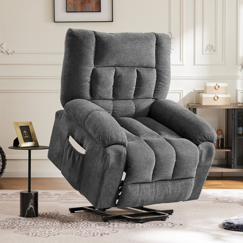 Alcina 31.5" Wide Large Power Lift Assist Chair Infinite Position - Heated Massage Electric Recliner with Super Soft Padding & Side Pocket