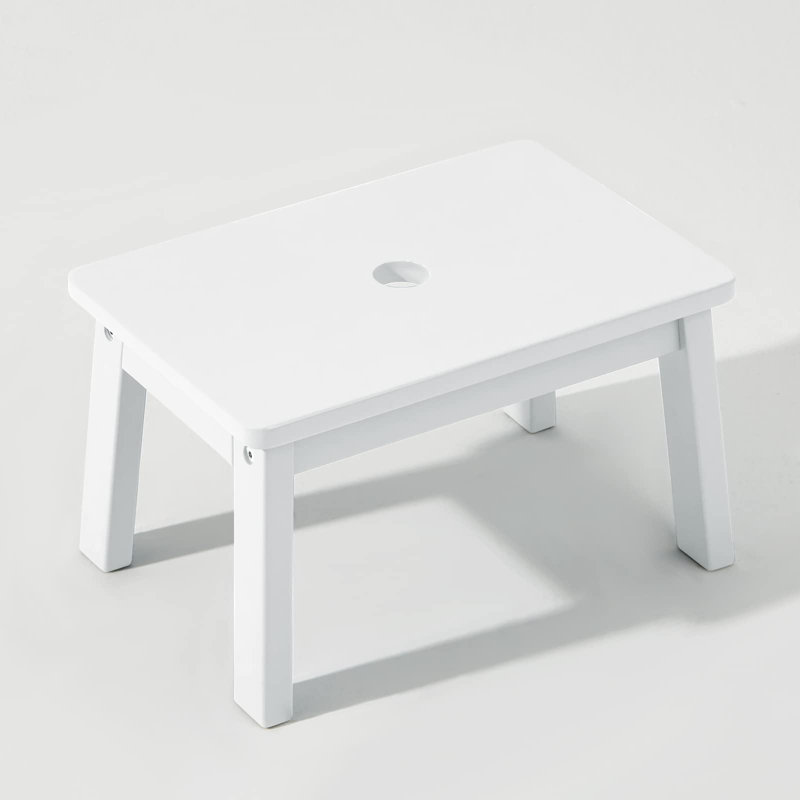Tabouret d'appoint en bois massif Kamillia, Blanc