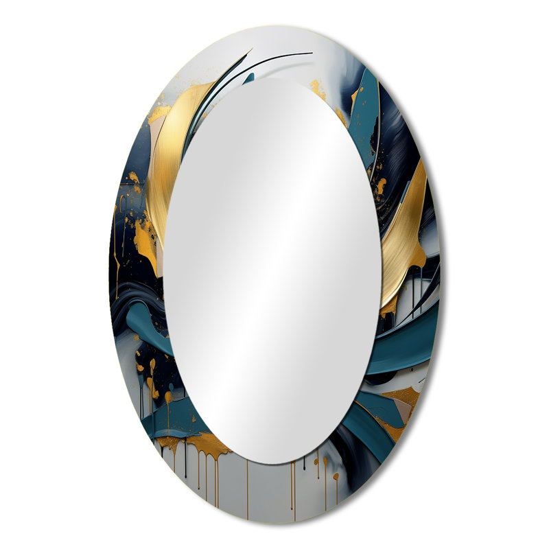 Miroir mural ovale gris doré, 36 po x 24 po