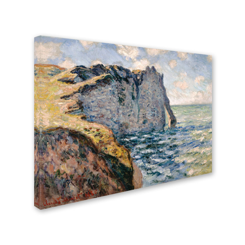 «The Cliff Of Aval At Etretat» par Claude Monet - reproduction d'art sur tissu, H 14 po x l 19 po x P 2 po