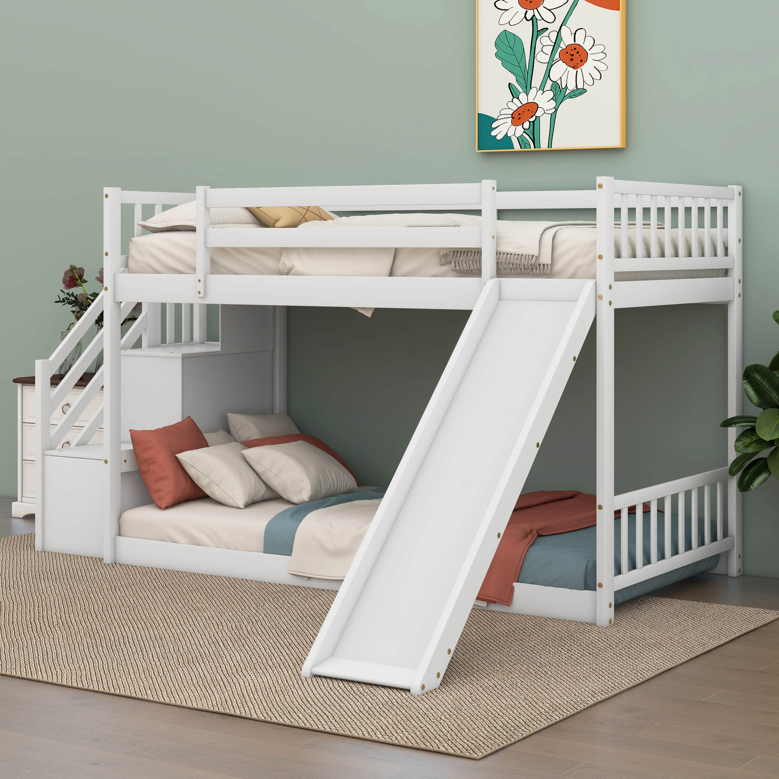 Ventura Kids Twin Over Twin Bunk Bed, White