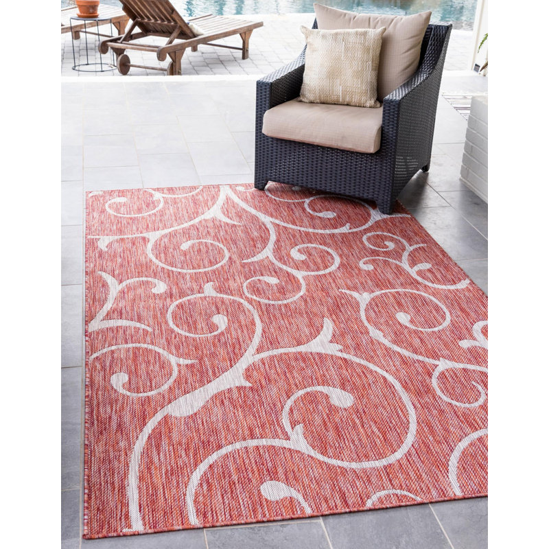Tapis rouge rouille intérieur / extérieur Coutu, Rectangle 6 pi 1 po x 9 pi