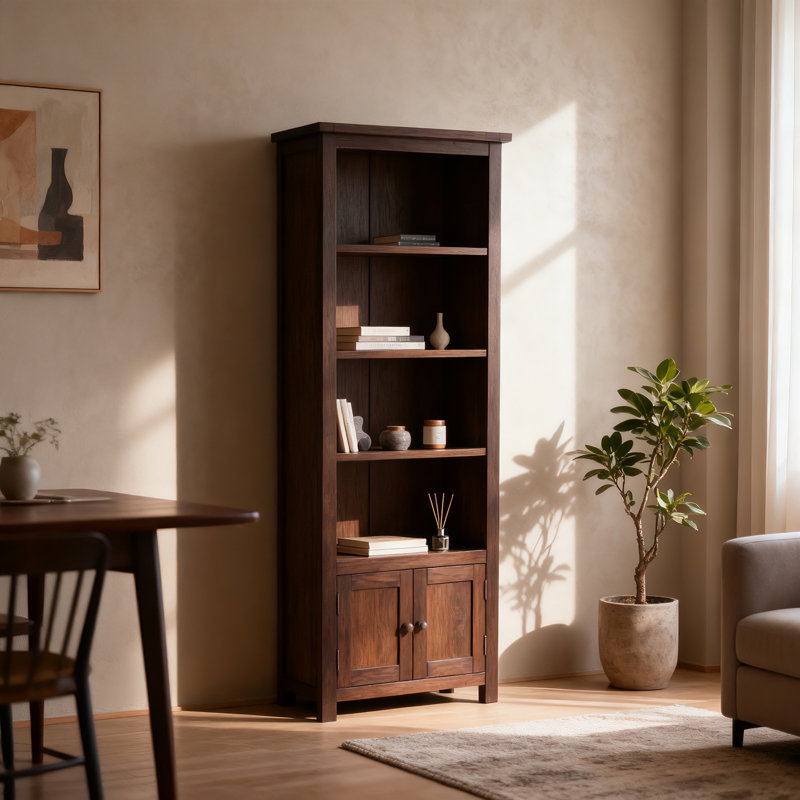 Arise-Sun High Bookcase with Cupboards, Brown