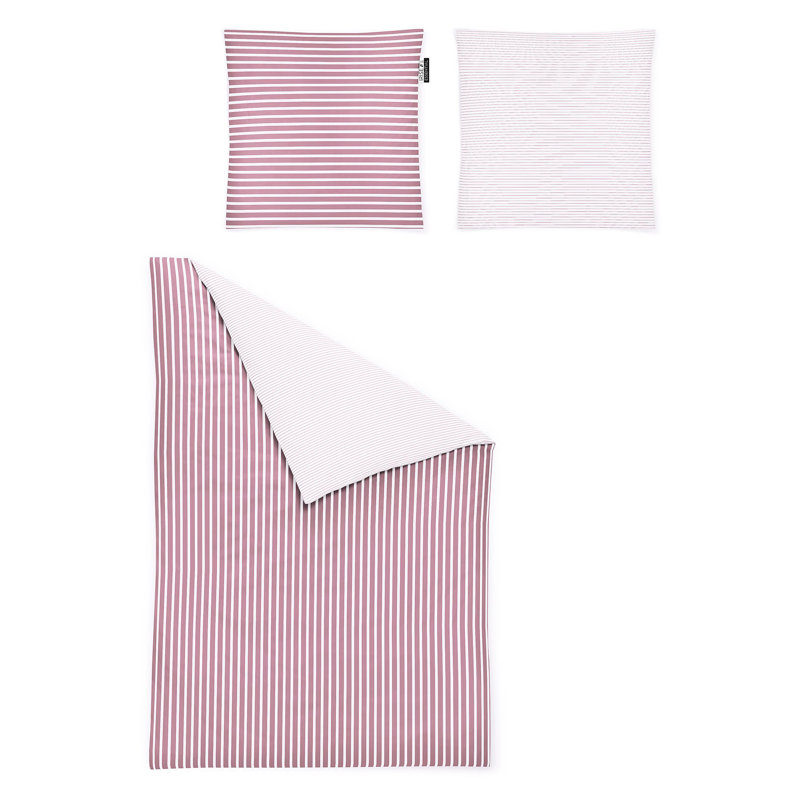 Nora Cotton 81 TC Reversible Duvet Cover Set, Pink, Single - 1 Pillowcase (80 x 80 cm)
