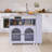 56.3" Rubber Wood Island Countertop Kitchen Cart With Power Outlets And LED Lights-1293894624