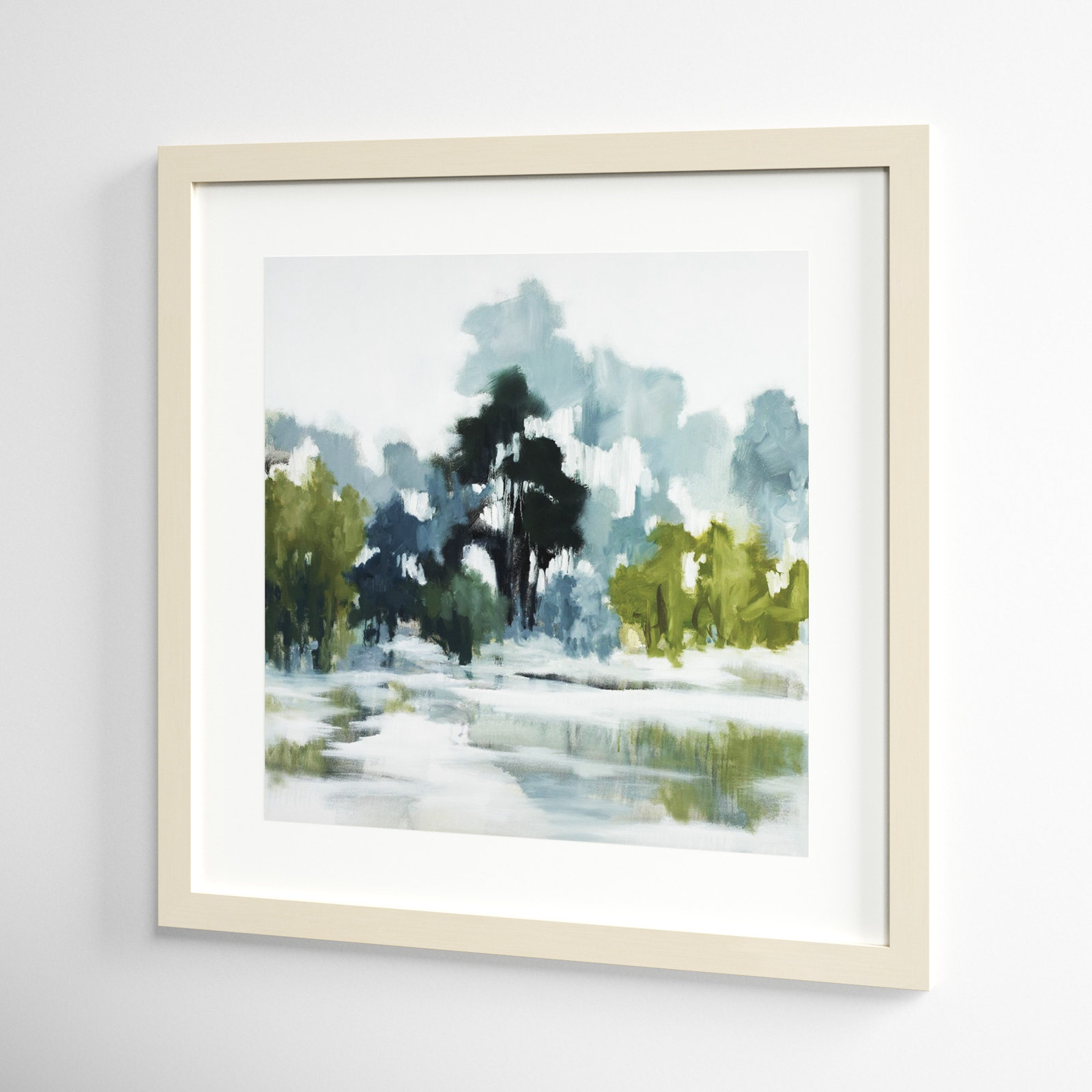 Geneve "Pond Reflections" Print, 33" H x 33" W, Natural Framed Paper