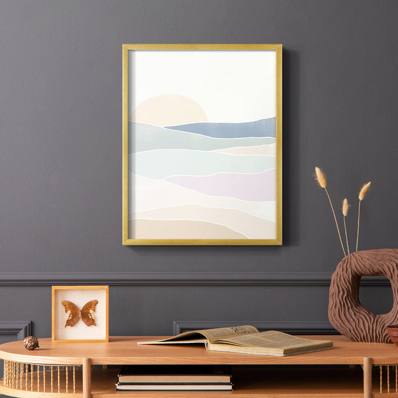 Wave Tableau I Framed Print - Solid Wood, Gold, 10" H x 8" W