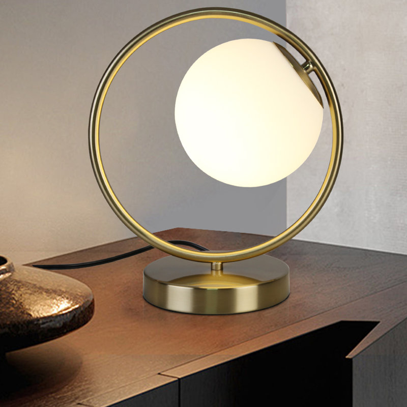 Petite lampe de table en laiton brossé à 1 lumière pour lampe de table de chevet