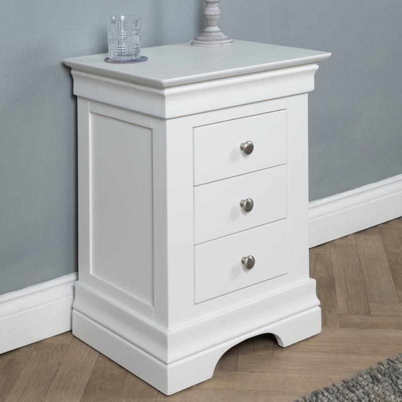 Alliber 50cm W Solid Wood Bedside Table, White