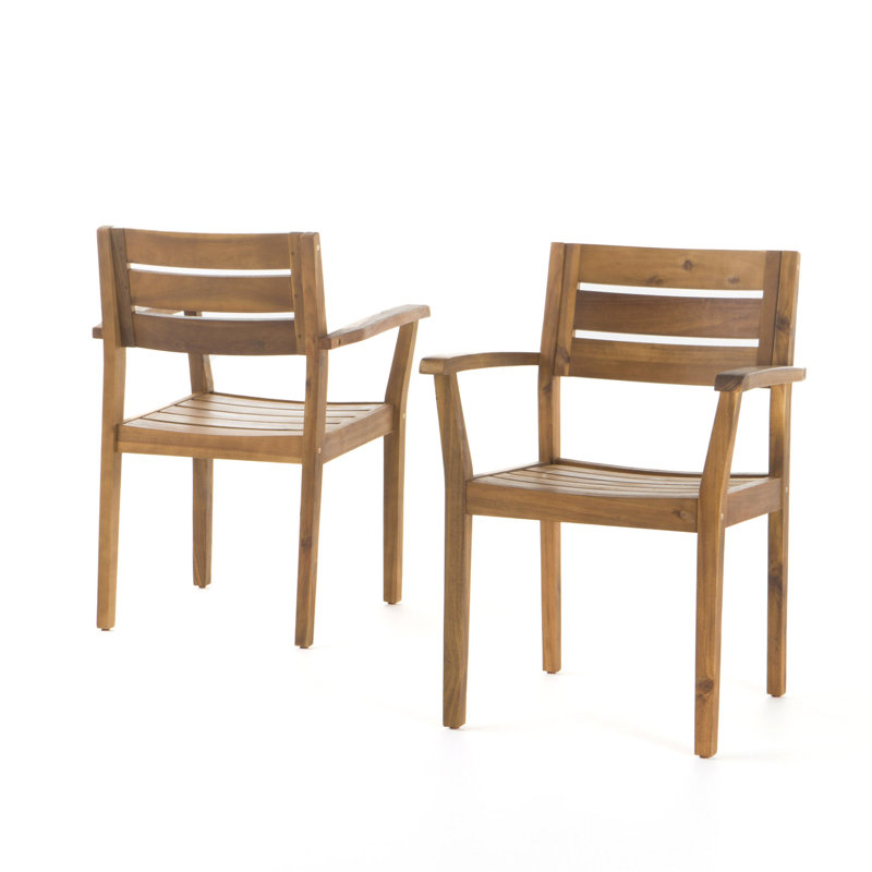 Ensemble de chaises de salle à manger STAMFORD, ensemble de 2 chaises de patio en bois d'acacia, Teck