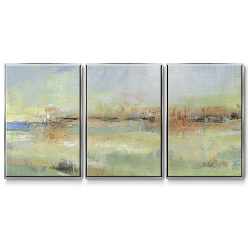 Obfuscate II - 3 pièces, reproduction sur toile, H 40 po x l 78 po x P 2 po, Argent