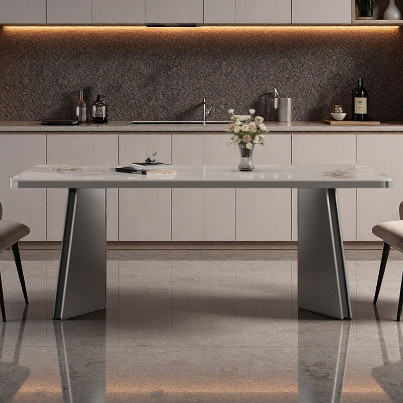 Table de salle à manger rectangulaire en granit, H 29,53 po x L 70,87 po x l 35,43 po
