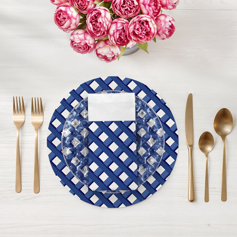Timothy Corrigan Jardin Francais Cotton Sateen Dinner Napkins, Blue